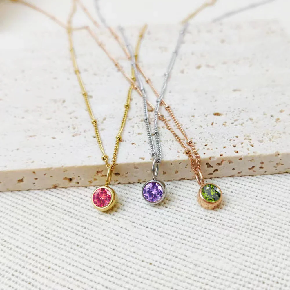Beaded Chain Birthstone Pendant - Image 4