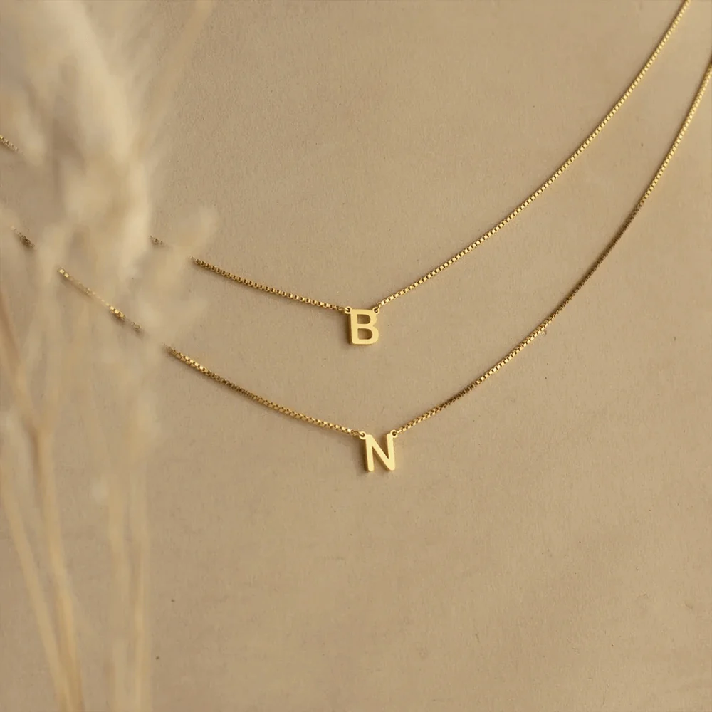 Box Chain initial Necklace - Image 2