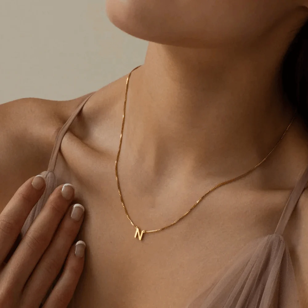 Box Chain initial Necklace - Image 5