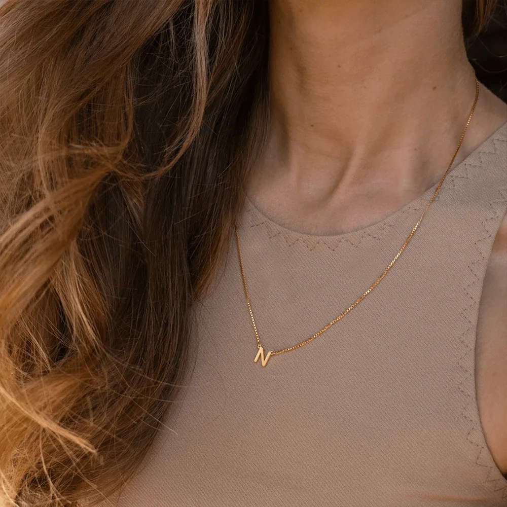 Box Chain initial Necklace - Image 6