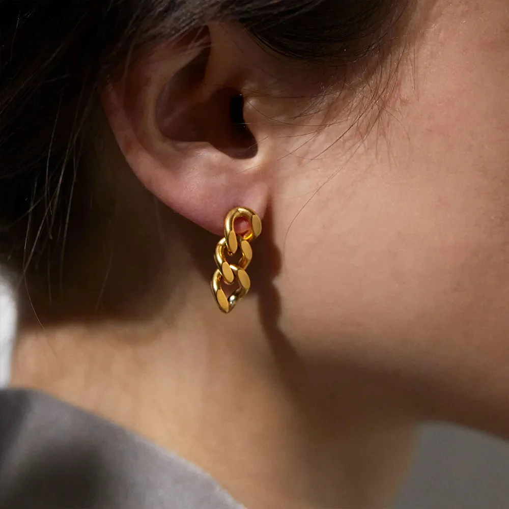 Chain Link Stud Earrings - Image 2
