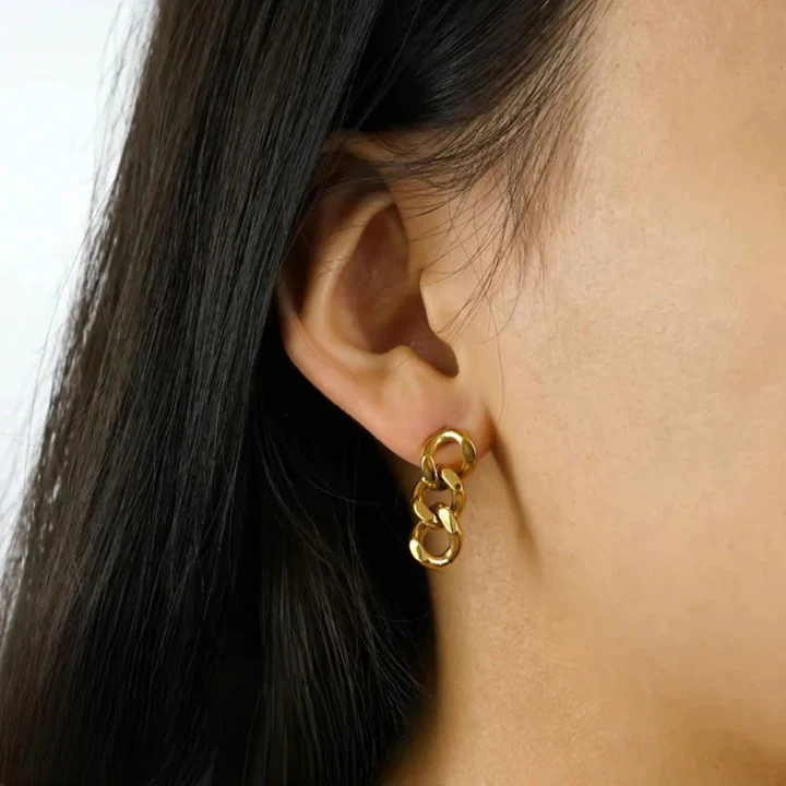 Chain Link Stud Earrings - Image 6