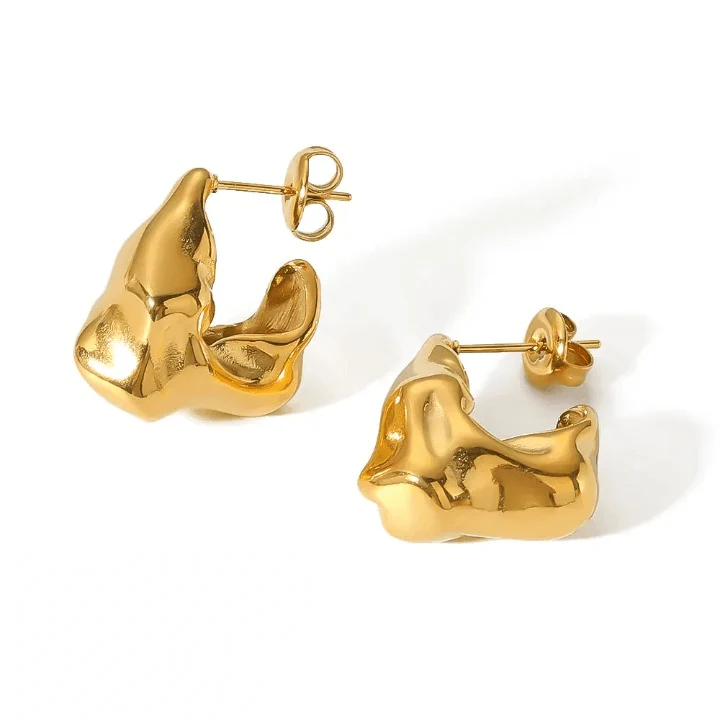 Chunky Irregular C Shaped Earrings - Image 6