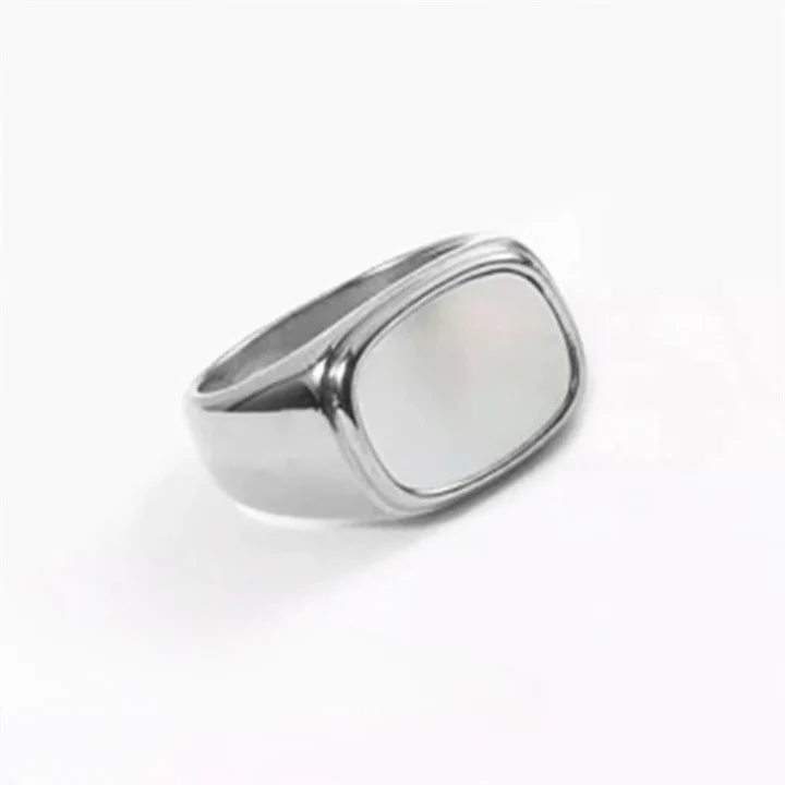 Chunky Mother of Pearl Signet Ring - Image 5
