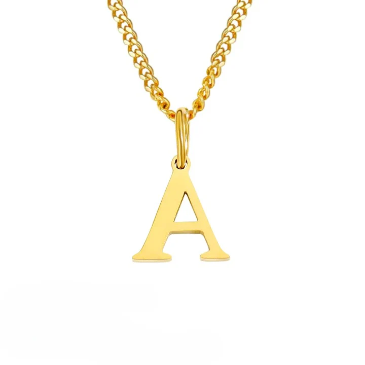 Curb Chain Letter Pendant Necklace
