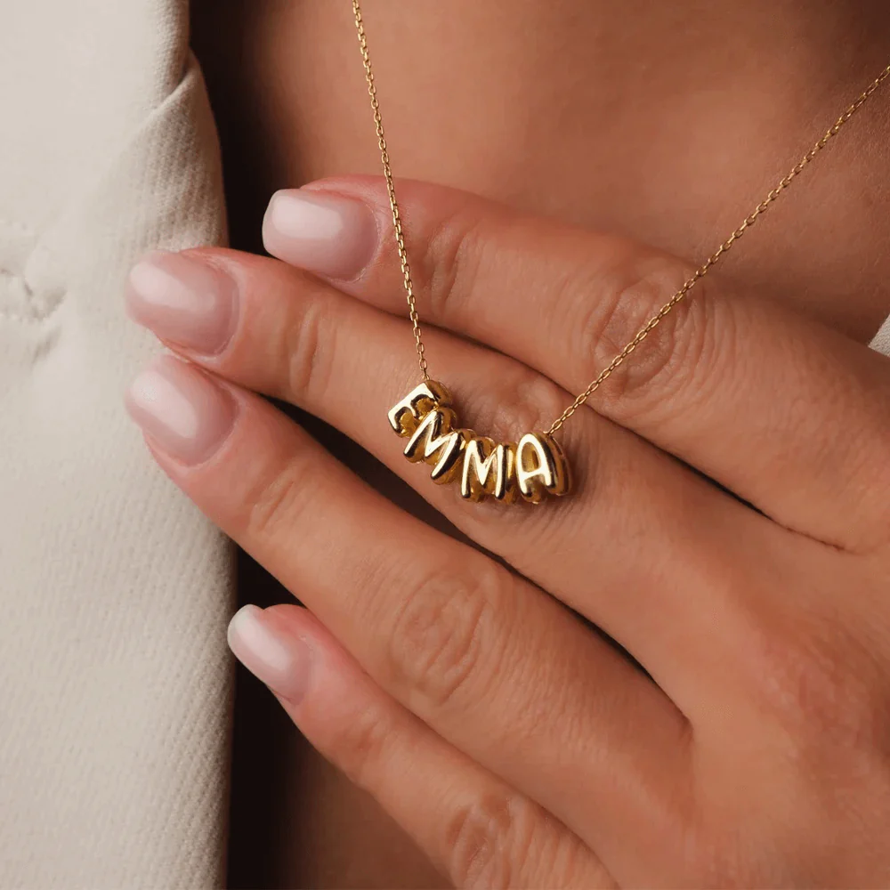 Custom Bubble Letter Name Necklace