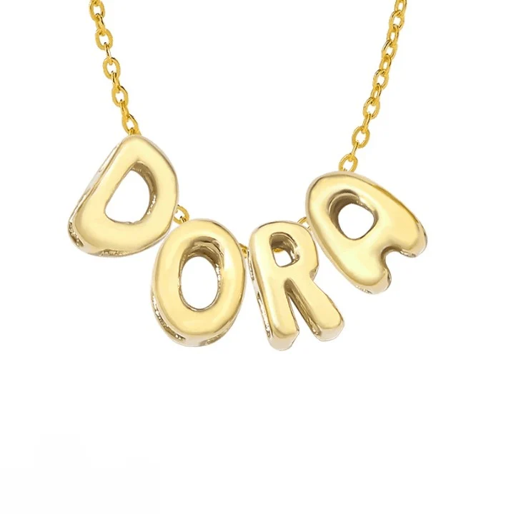 Custom Bubble Letter Name Necklace - Image 2