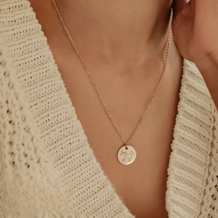 Custom Dog Name Coin Pendant Necklace