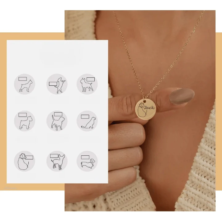 Custom Dog Name Coin Pendant Necklace - Image 14
