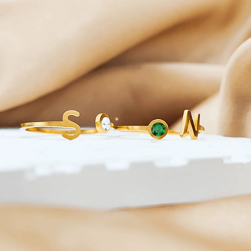 Custom Initial Birthstone Ring - Image 2