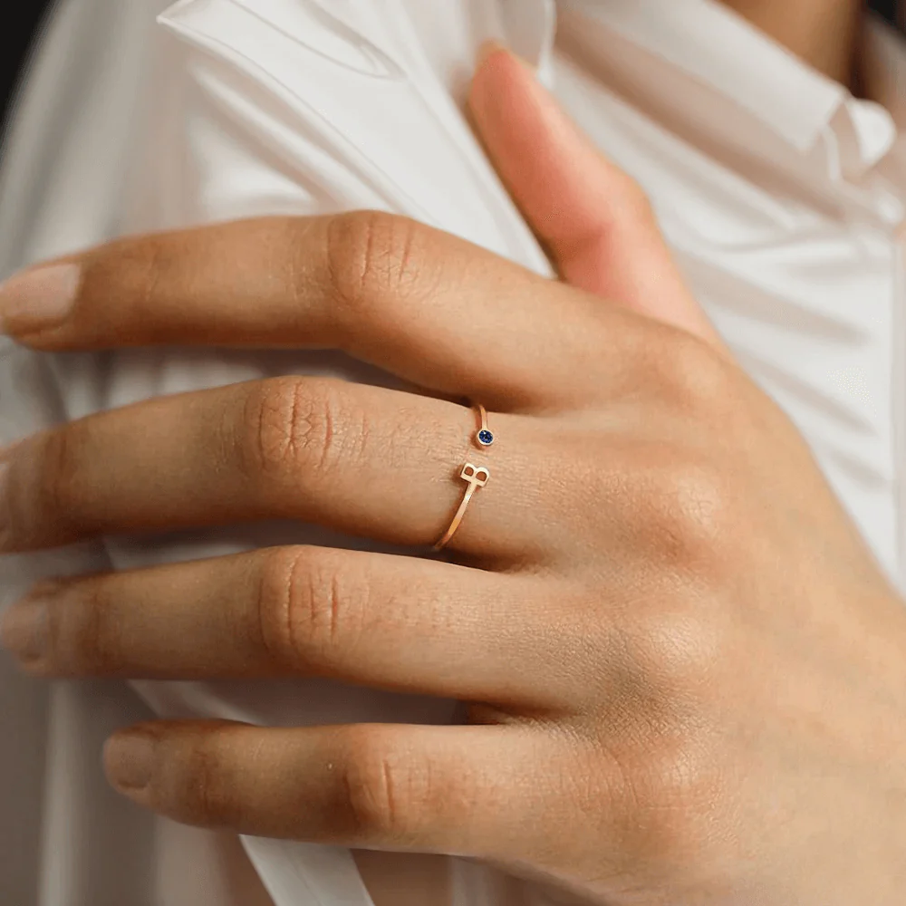 Custom Initial Birthstone Ring - Image 3