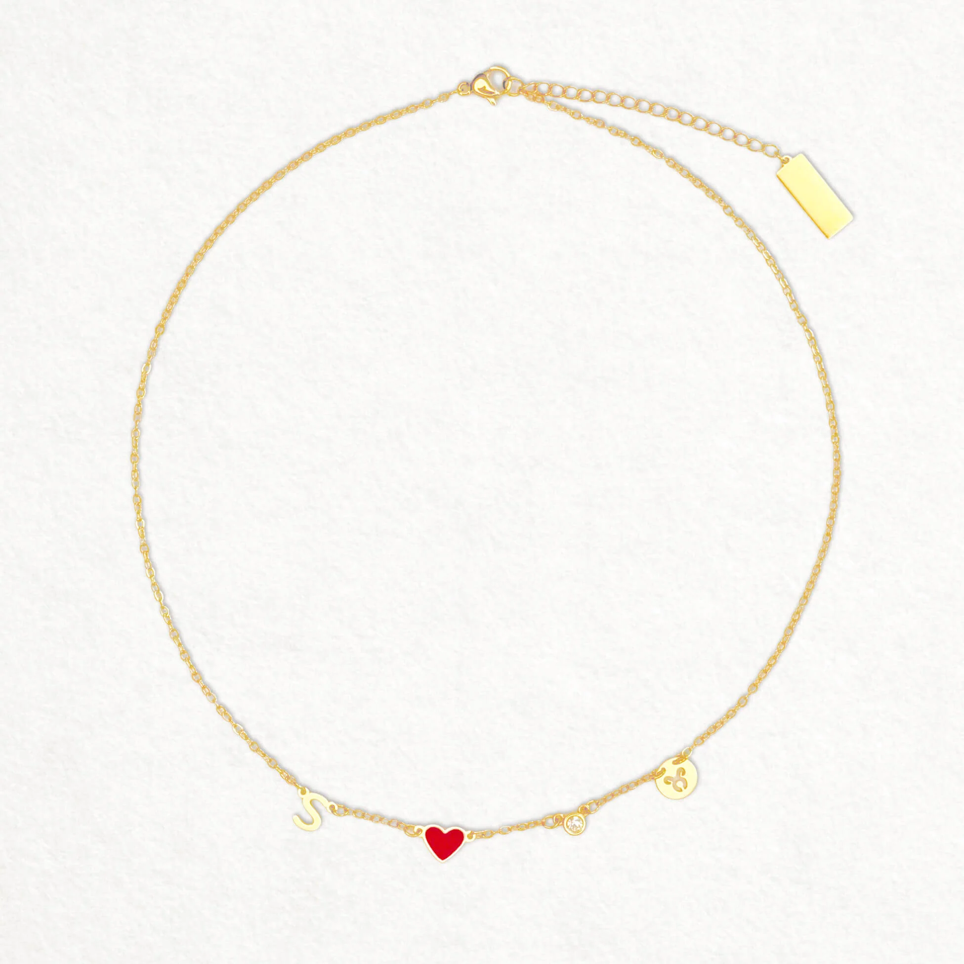 Custom Initial Heart Necklace with Birthstone and Zodiac Sign - Image 3