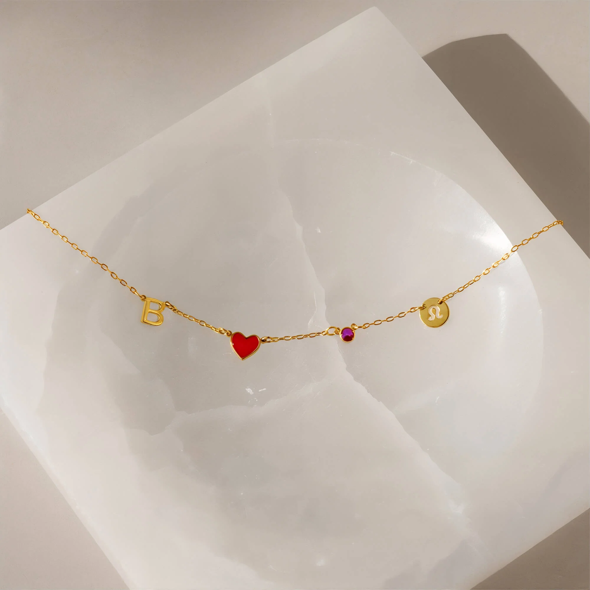 Custom Initial Heart Necklace with Birthstone and Zodiac Sign - Image 9