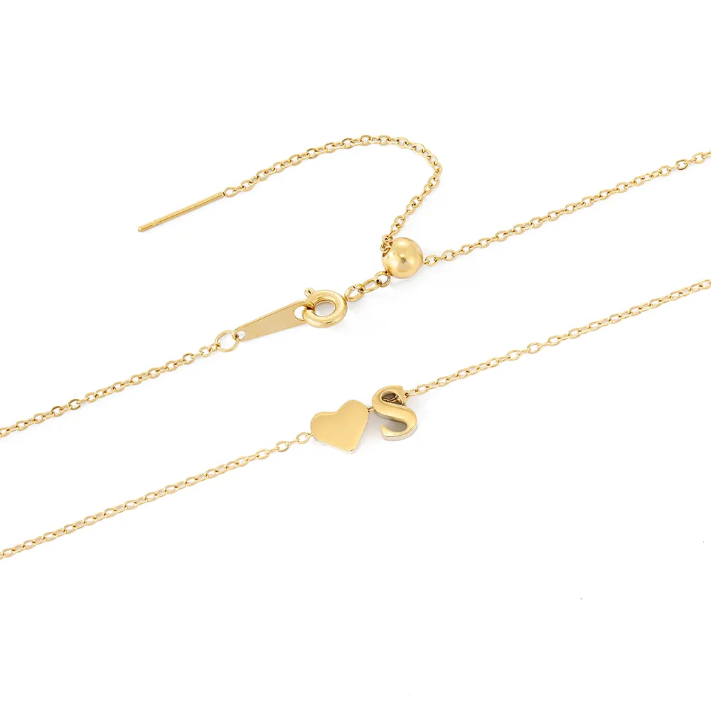 Dainty Initial Heart Necklace - Image 4