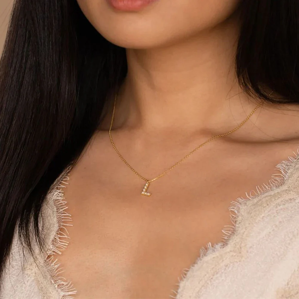 Dainty Pearl Initial Pendant - Image 3