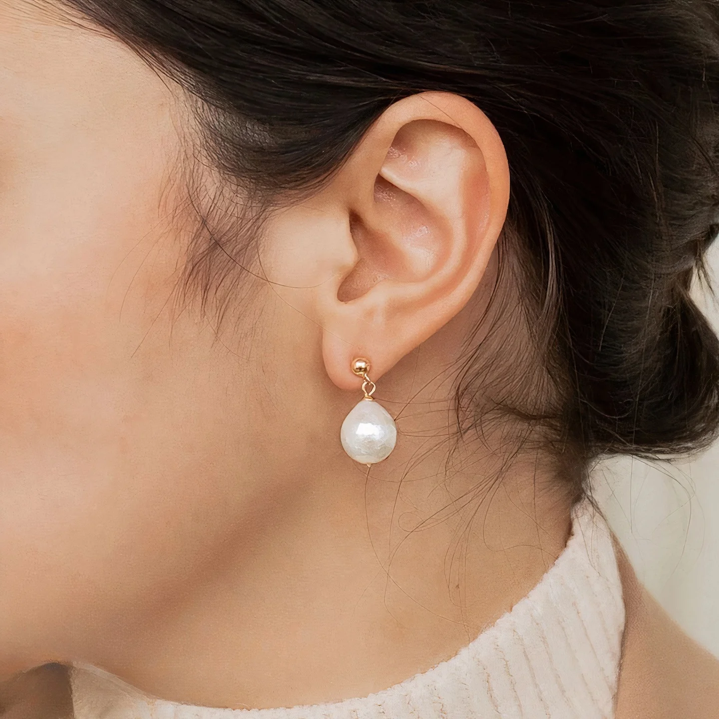 Freshwater Baroque Pearl Drop Earrings - Image 4