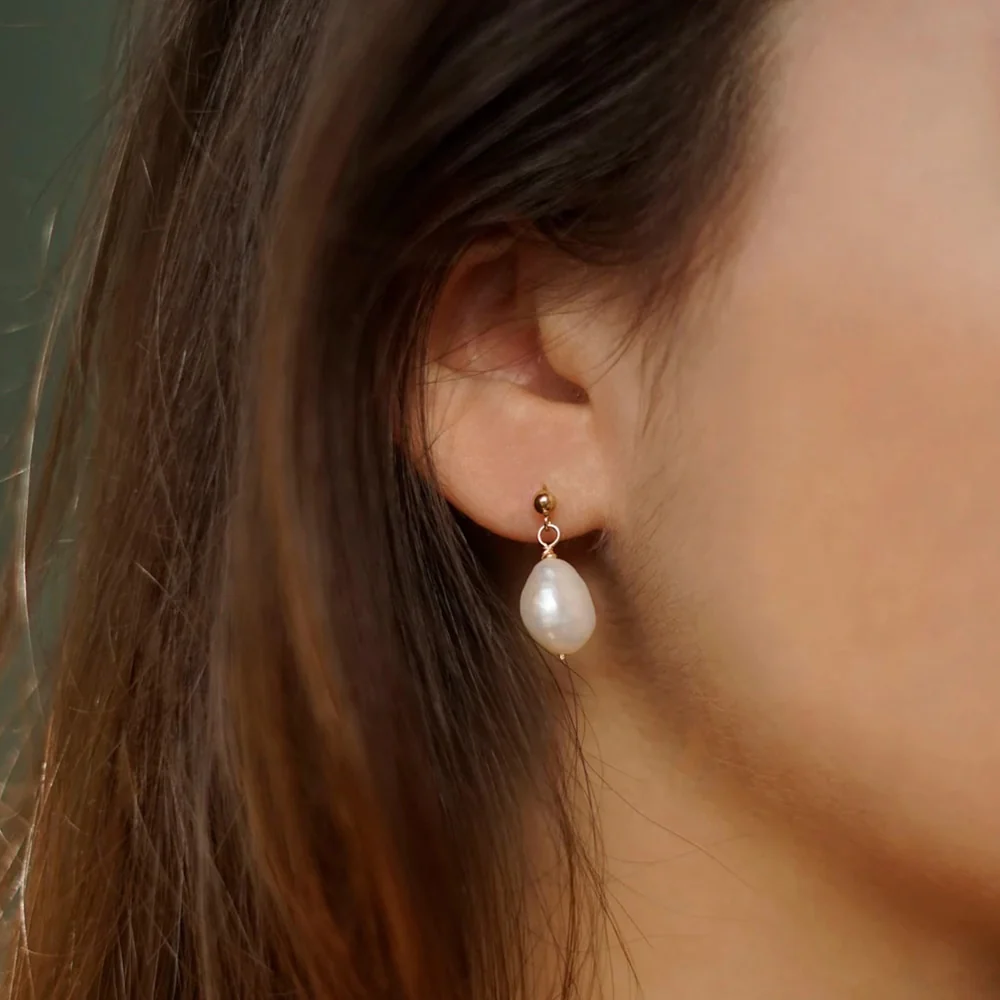 Freshwater Baroque Pearl Drop Earrings - Image 5