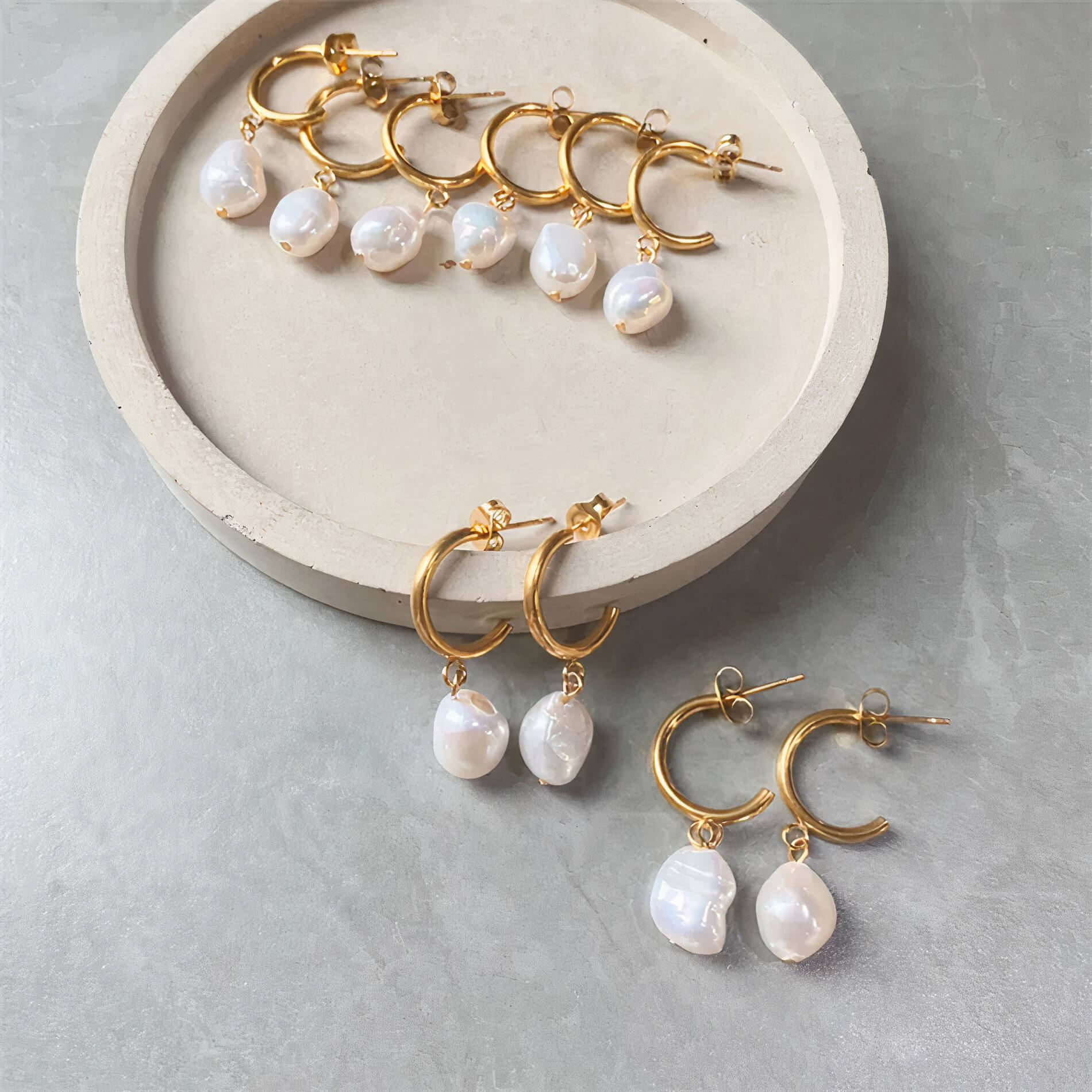 Freshwater Baroque Pearl Hoop Earrings - Image 8