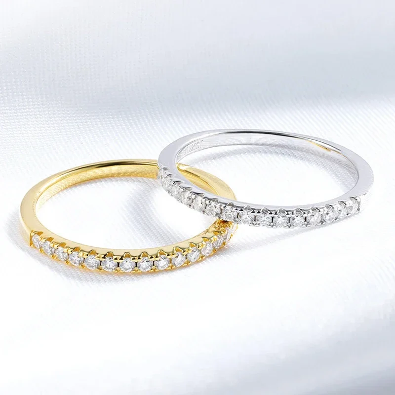Moissanite 15 Stone Wedding Band Ring, 1.5mm - Image 2