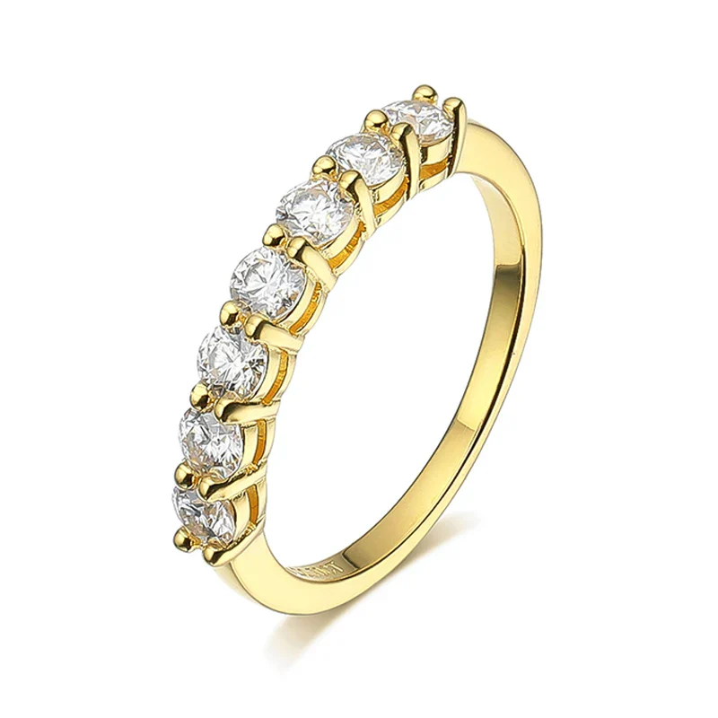Moissanite 7 Stone Wedding Band Ring, 0.7 CTTW 3mm - Image 2