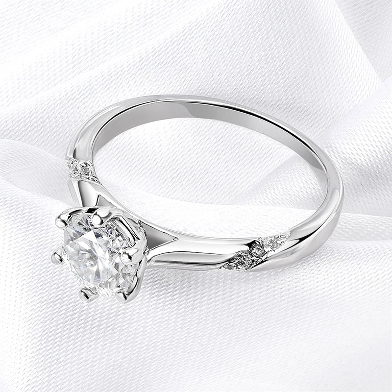Moissanite Flower Style Round Cut Engagement Ring, 1 to 3 Carat - Image 2