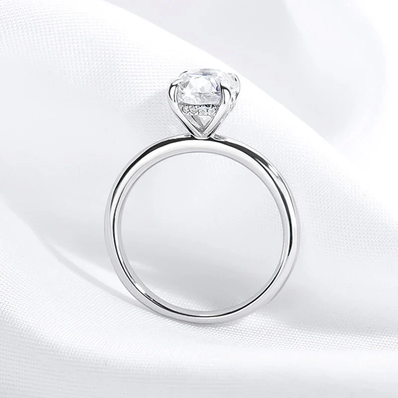 Moissanite Oval Engagement Ring, 18k White Gold Plated, 1 to 3 Carat - Image 2