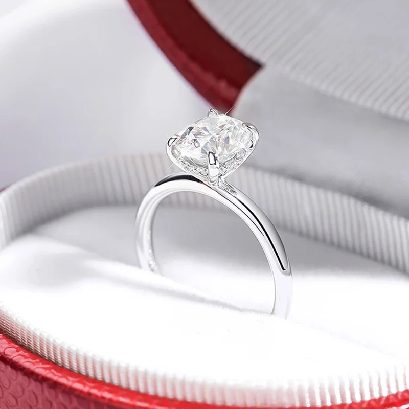 Moissanite Oval Engagement Ring, 18k White Gold Plated, 1 to 3 Carat - Image 4