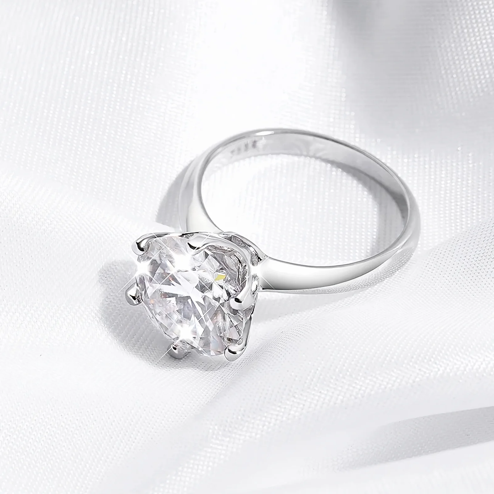 Moissanite Solitaire Round Cut Six-Prong Engagement Ring, 0.5 to 5 Carat - Image 7