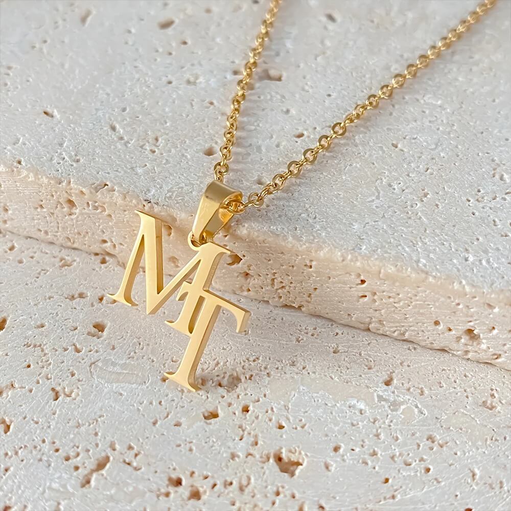 Personalized Double Initial Pendant Necklace - Image 3
