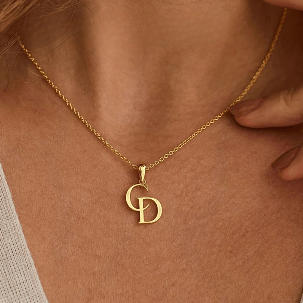 Personalized Double Initial Pendant Necklace - Image 6
