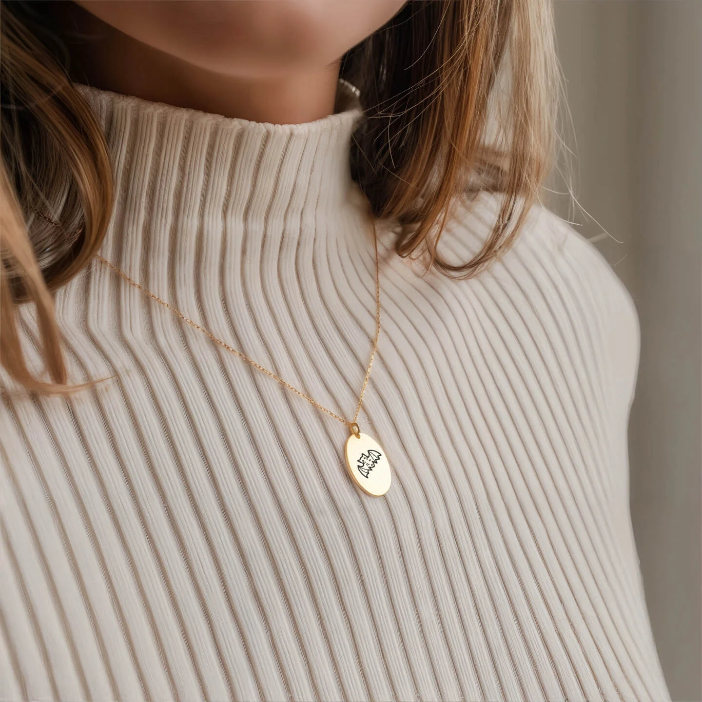 Personalized Engraved Oval Halloween Pendant Necklace
