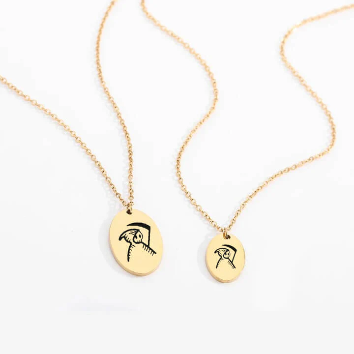 Personalized Engraved Oval Halloween Pendant Necklace - Image 10