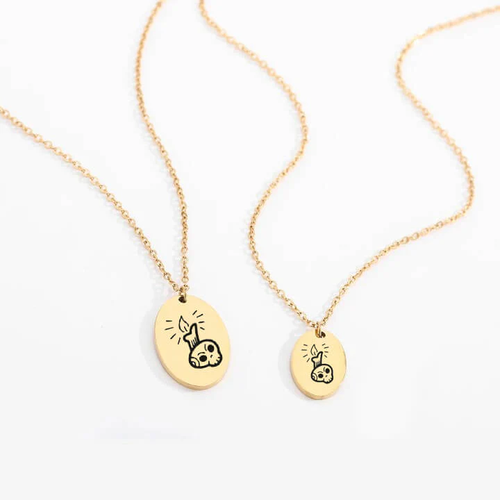 Personalized Engraved Oval Halloween Pendant Necklace - Image 18