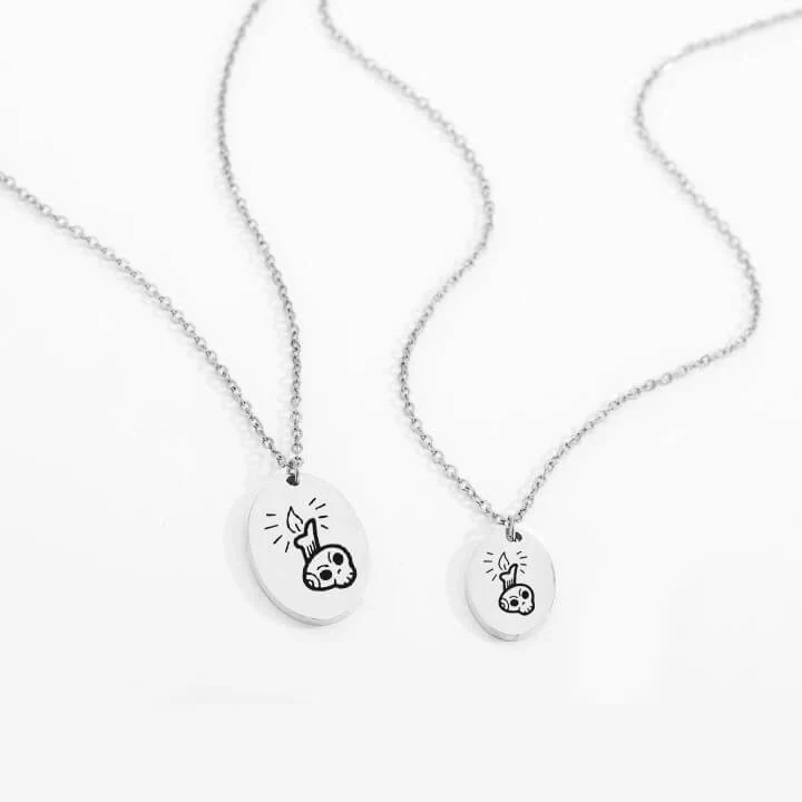 Personalized Engraved Oval Halloween Pendant Necklace - Image 19