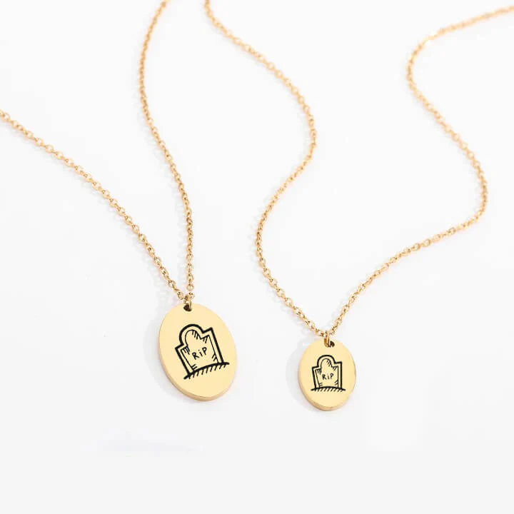 Personalized Engraved Oval Halloween Pendant Necklace - Image 24