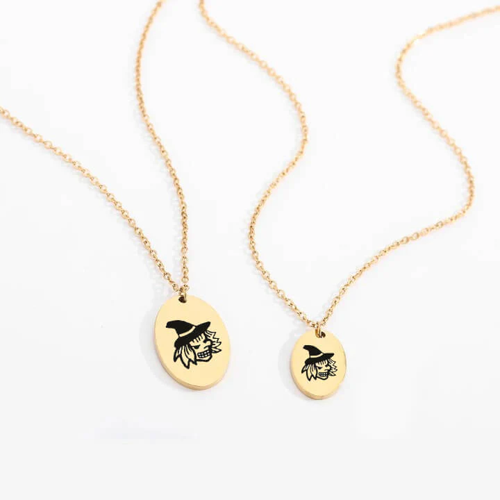 Personalized Engraved Oval Halloween Pendant Necklace - Image 28
