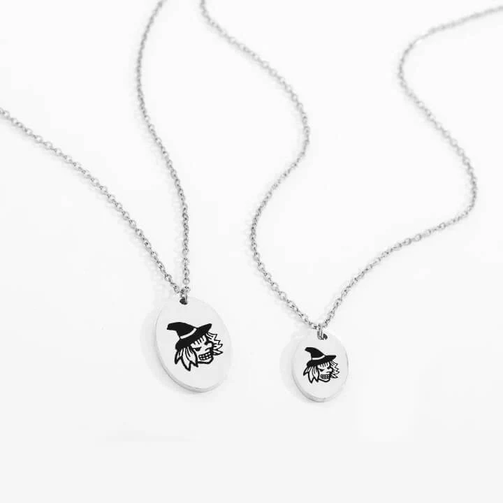 Personalized Engraved Oval Halloween Pendant Necklace - Image 29