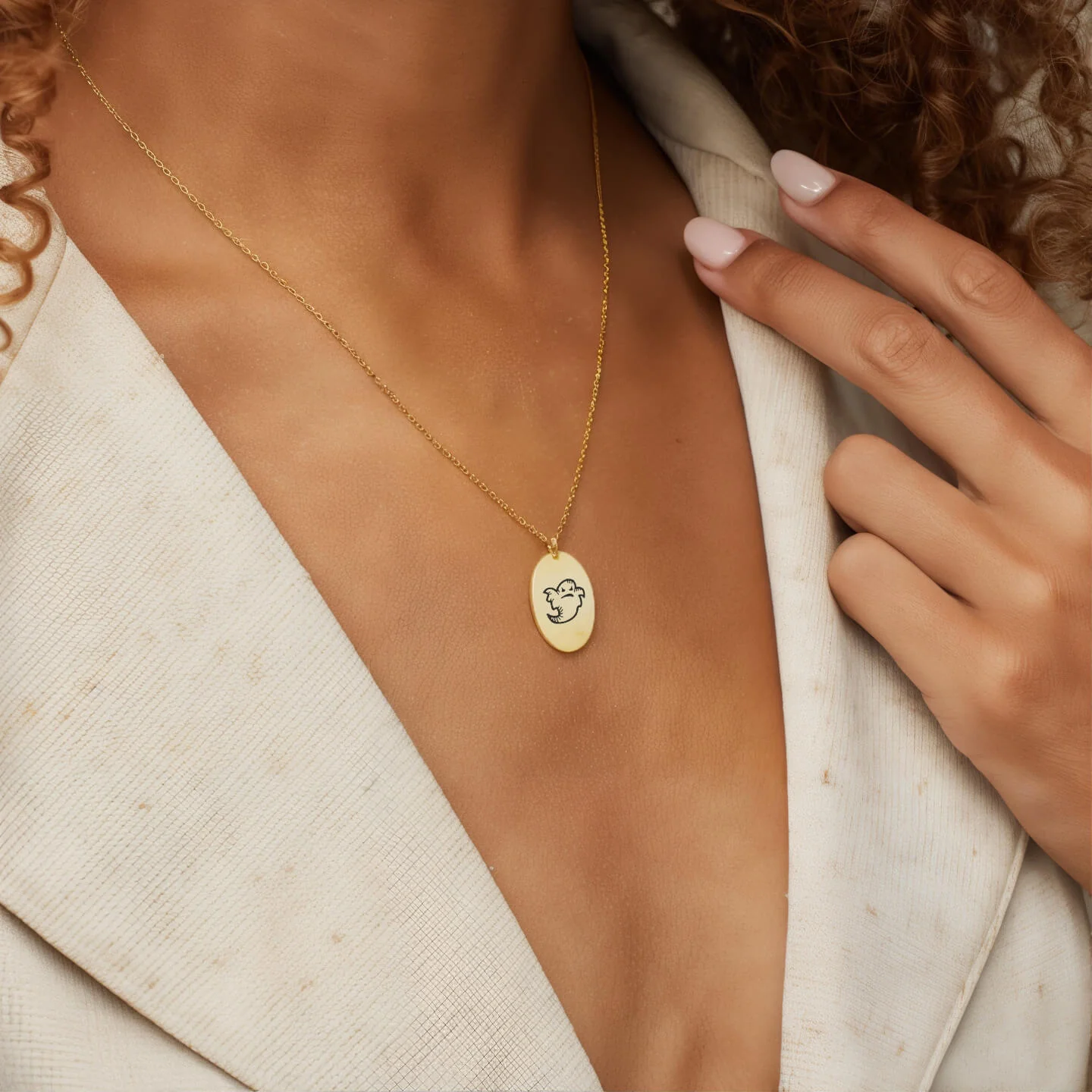 Personalized Engraved Oval Halloween Pendant Necklace - Image 3