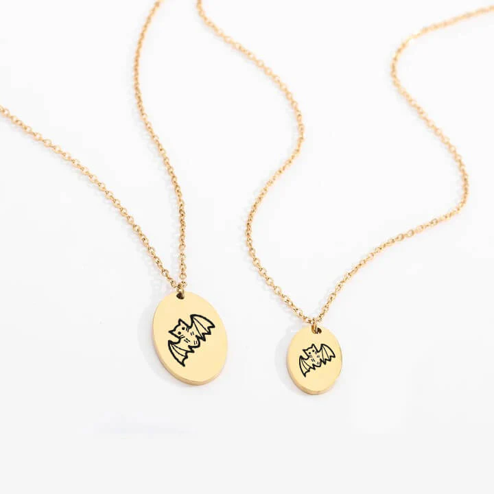 Personalized Engraved Oval Halloween Pendant Necklace - Image 9