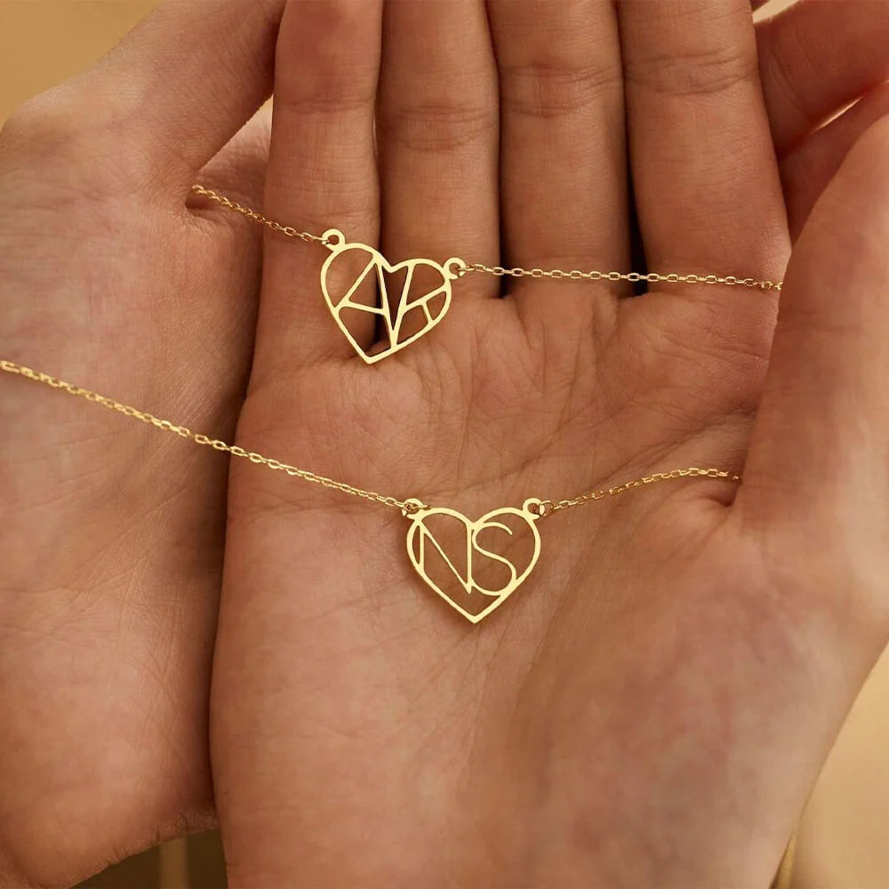 Personalized Heart Initial Pendant Necklace - Image 2