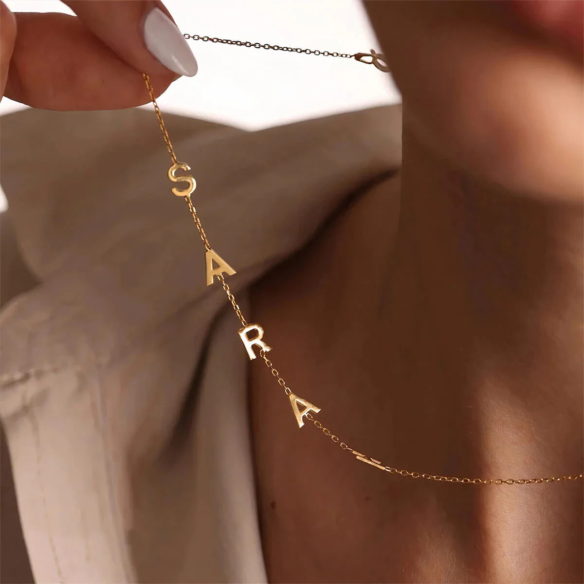 Custom Sideway Initial Necklace - Image 8