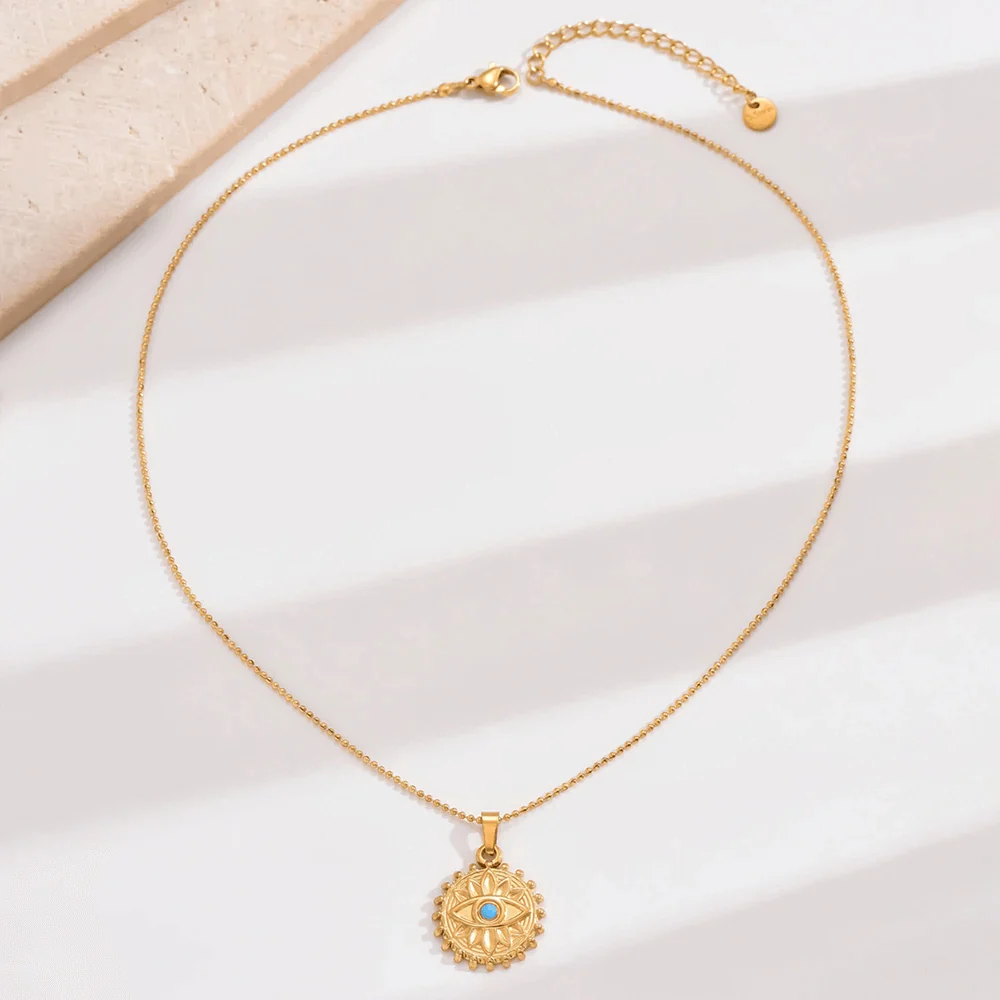 Sunburst Evil Eye Pendant Necklace