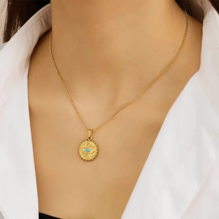 Sunburst Evil Eye Pendant Necklace - Image 2