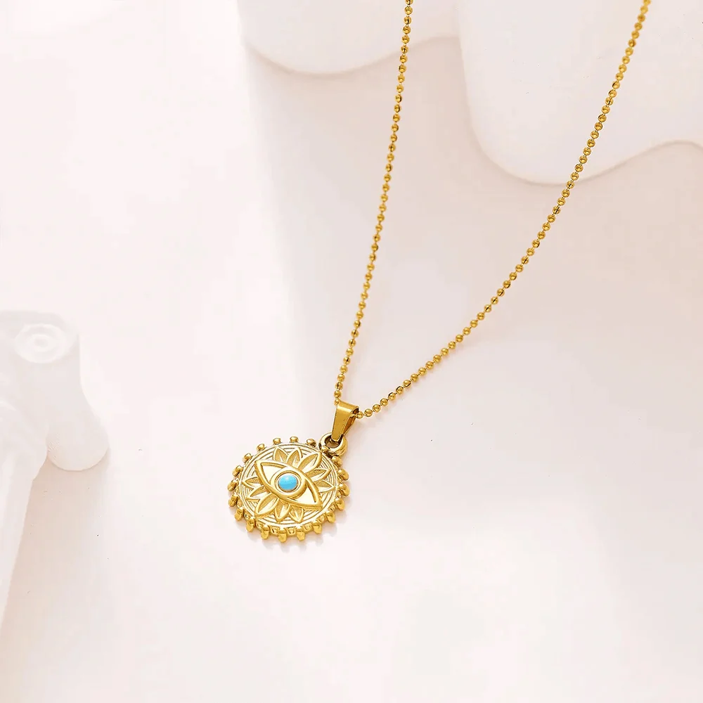 Sunburst Evil Eye Pendant Necklace - Image 6