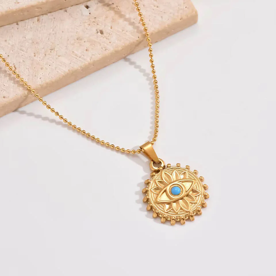 Sunburst Evil Eye Pendant Necklace - Image 7
