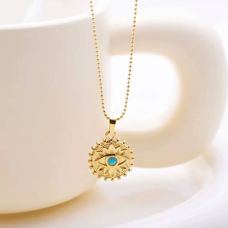 Sunburst Evil Eye Pendant Necklace - Image 8