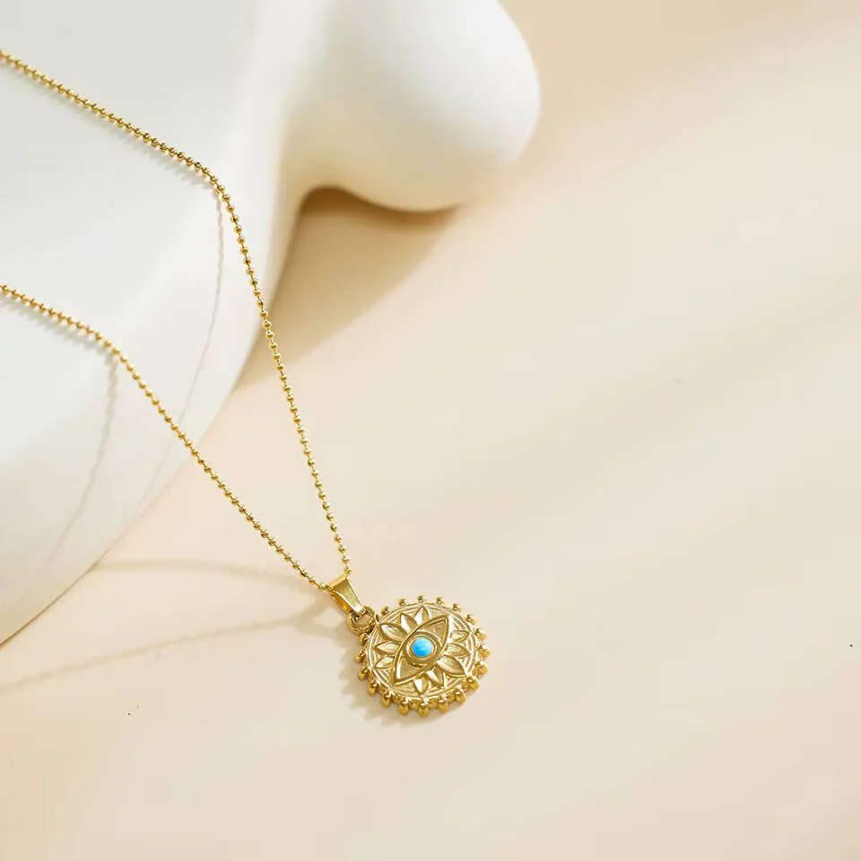 Sunburst Evil Eye Pendant Necklace - Image 9