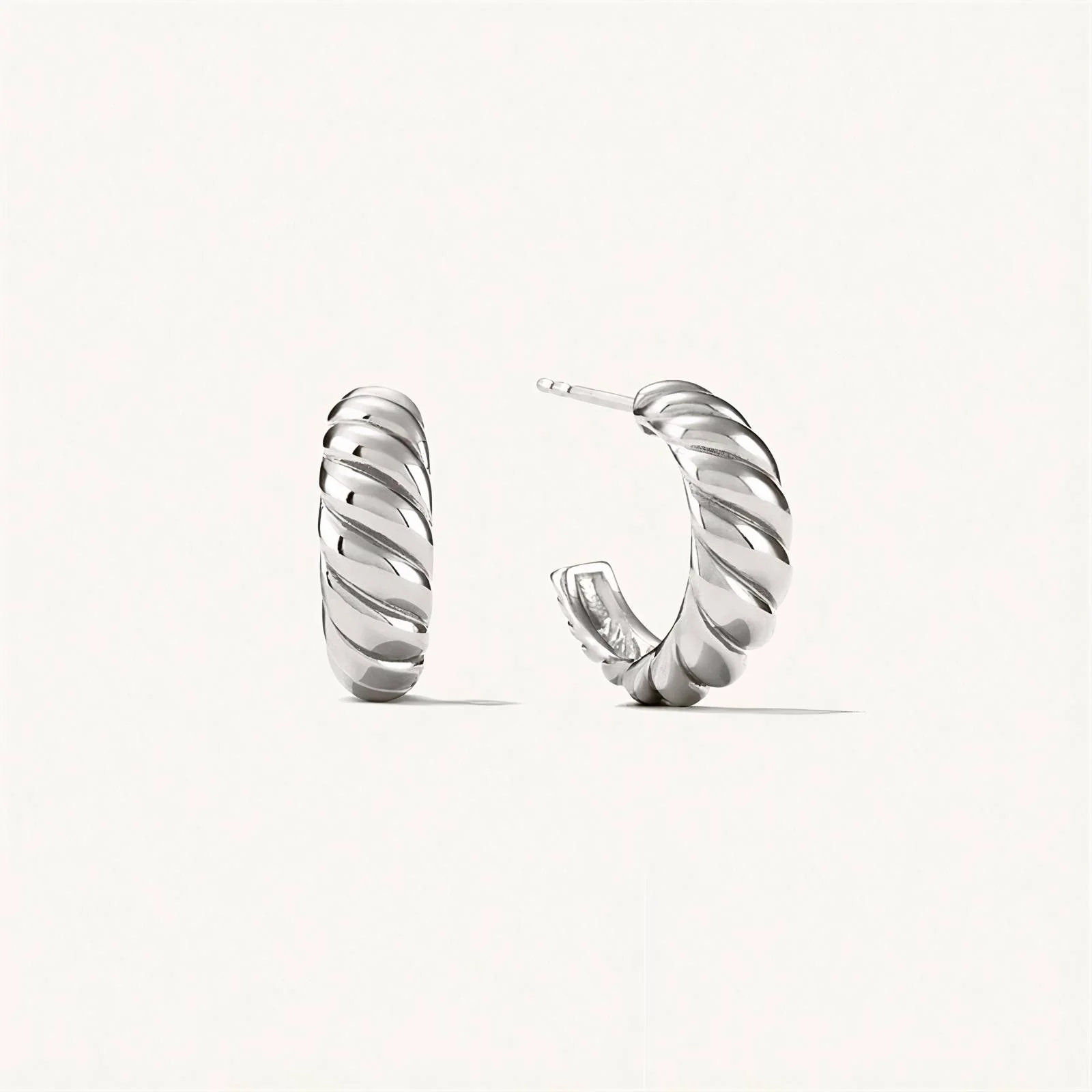 Vintage Croissant Twisted Hoop Earrings - Image 4